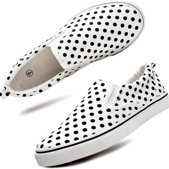 (85-2654) 🔥3/$20🔥 Women's Polkadot Slip on Canvas Sneakers Sz 11 - Picture 4 of 12